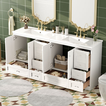 Shaker Free Standing Bathroom Vanity Cabinet & Sink, Soft Close Drawers, Soft Close Doors