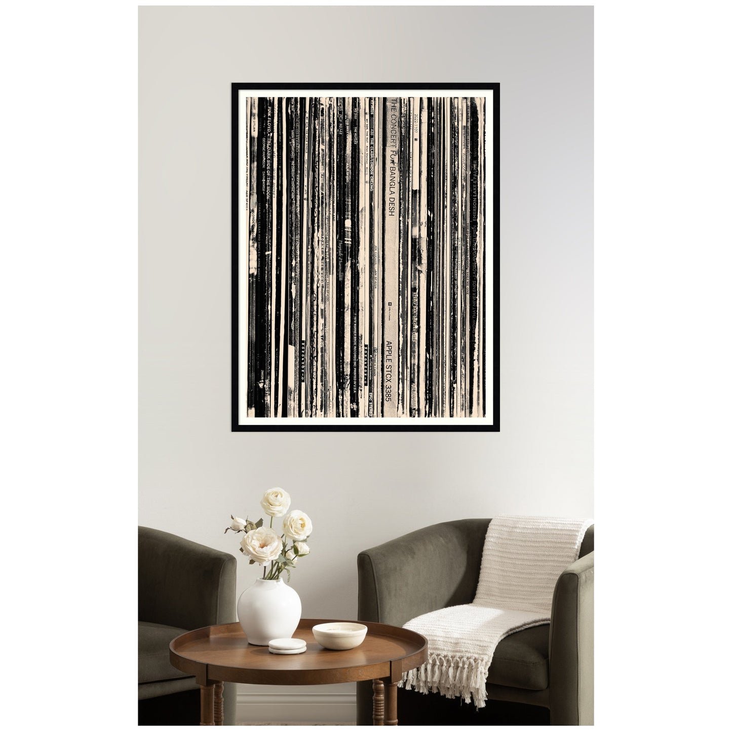 33 RPM Black and White by Robert Cadloff Framed Wall Art Print