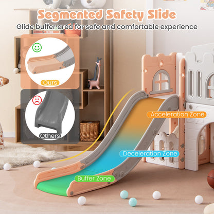 All-in-1 Toddler Slide Playset Playground with Tunnel and Ladder and Basketball