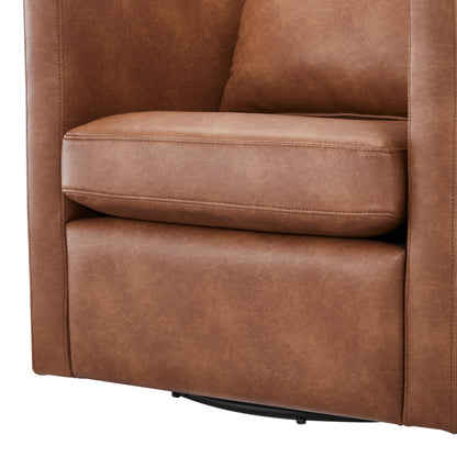 Sutton Saddle Faux Leather Swivel Barrel Chair