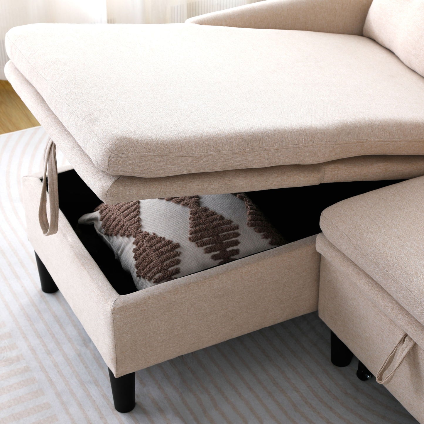 L-Shaped Reversible Chaise Sectional Sofa With Storage
