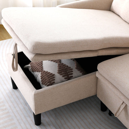 L-Shaped Reversible Chaise Sectional Sofa With Storage