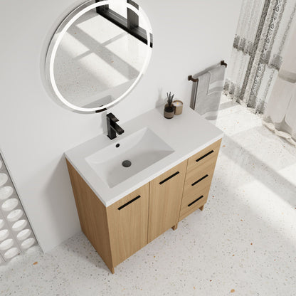 Wall Mounted Floating Bathroom Vanity With Sink, Door & Drawers Modular Cabinet