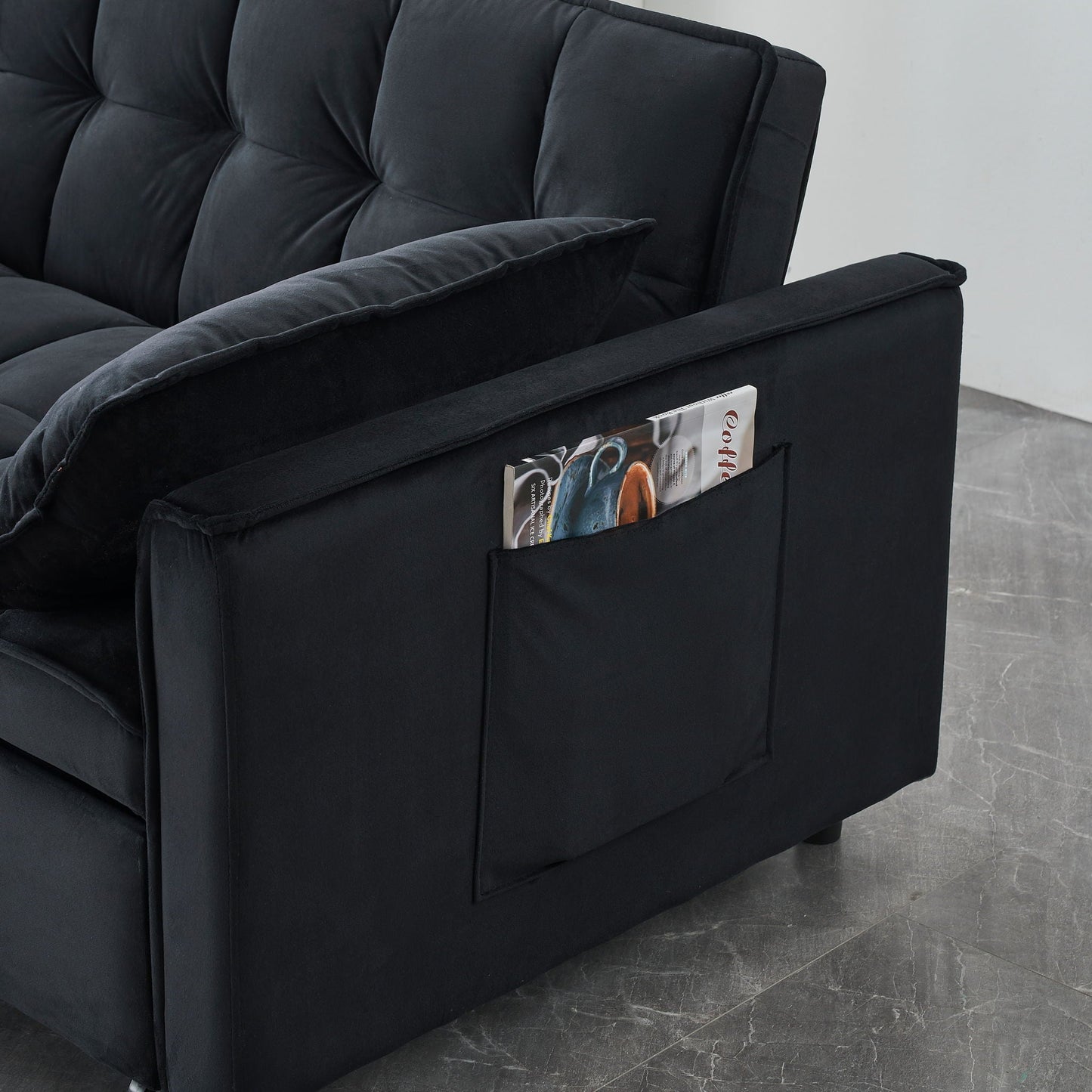 Sofa Bed With Pockets, 3 In 1 Convertible For Living Room