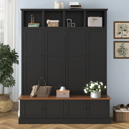 Hall Tree With Bench And Cabinet
