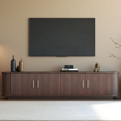 70" TV Stand With Ample Storage, Refined Curved Corners - Dark Brown