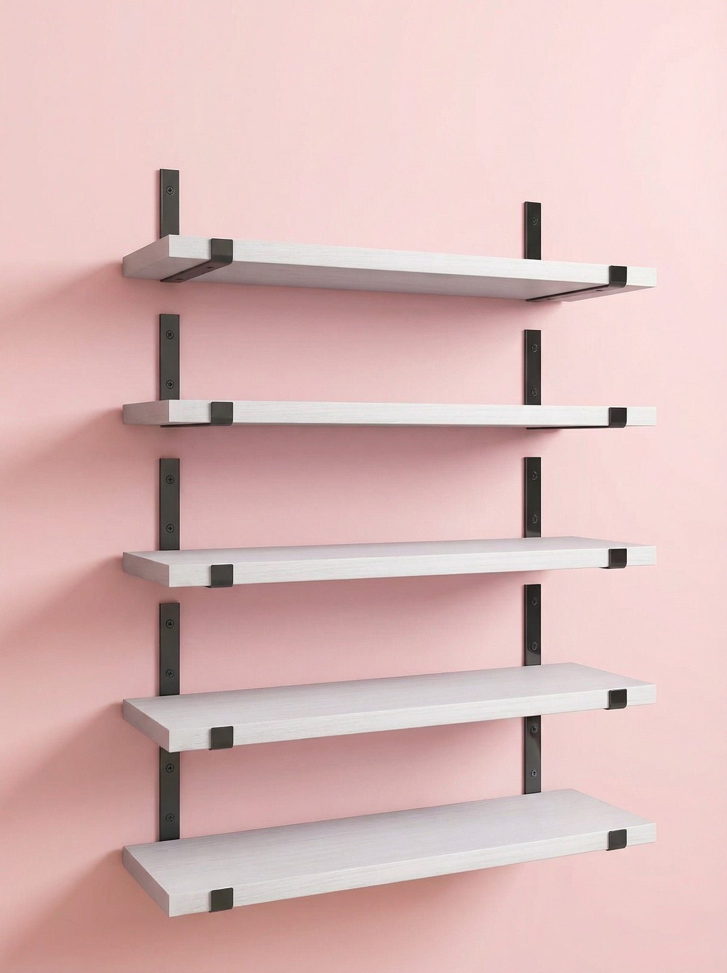 Wood Wall Shelves 15.8” with Metal Brackets – Rustic Floating Shelves | 5/8 Pack