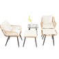 Ainfox 5 Pieces Outdoor Wicker Modular Patio Sectional Set with Thick Cushions & Tempered Glass Table