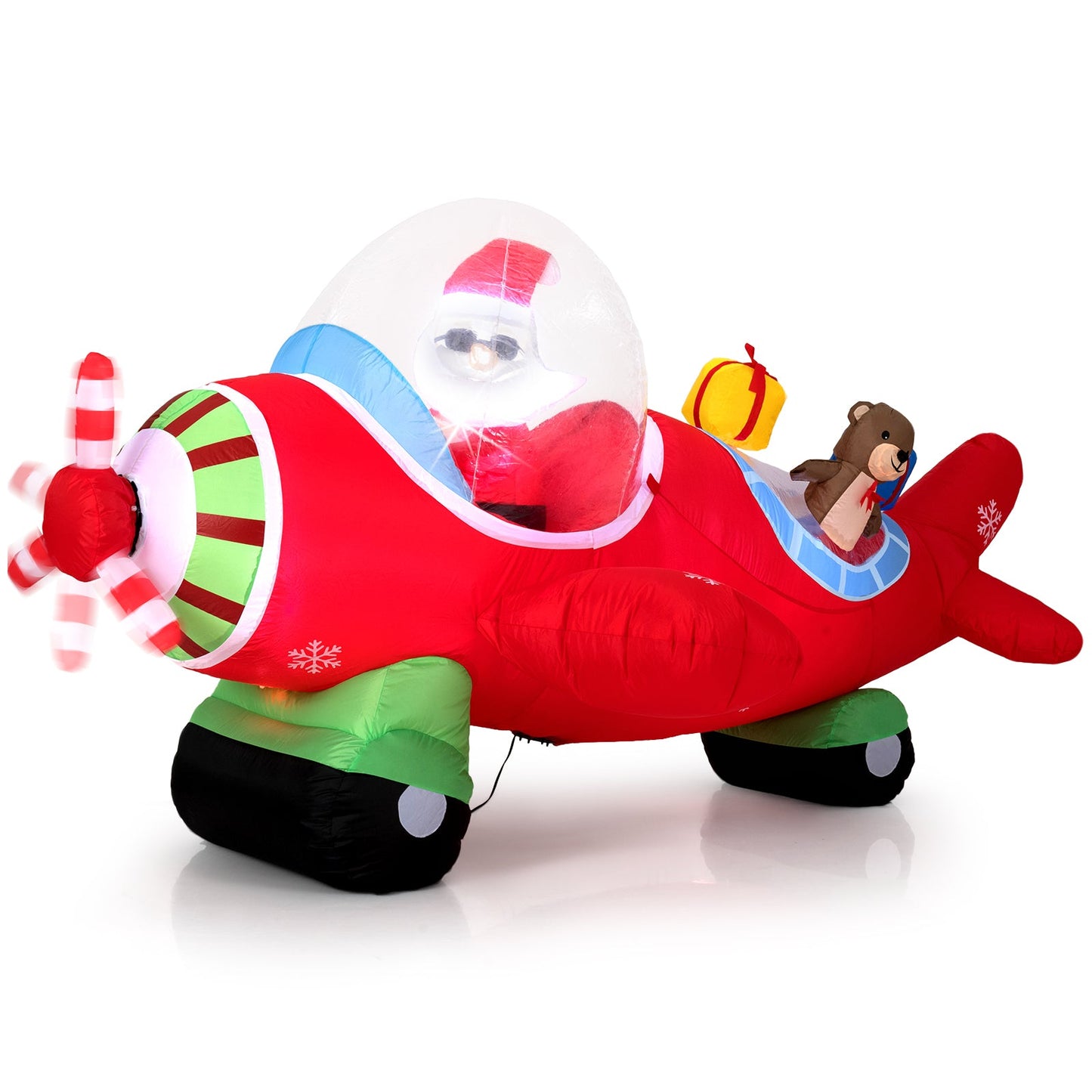 7.2 Feet Christmas Inflatables Airplane with Gift Boxes and Built-in LED Lights