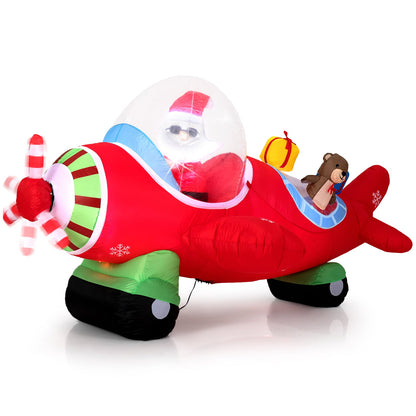 7.2 Feet Christmas Inflatables Airplane with Gift Boxes and Built-in LED Lights