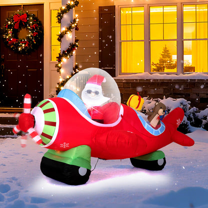 7.2 Feet Christmas Inflatables Airplane with Gift Boxes and Built-in LED Lights