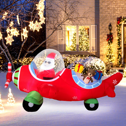 7.2 Feet Christmas Inflatables Airplane with Gift Boxes and Built-in LED Lights