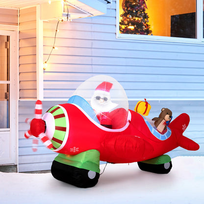 7.2 Feet Christmas Inflatables Airplane with Gift Boxes and Built-in LED Lights