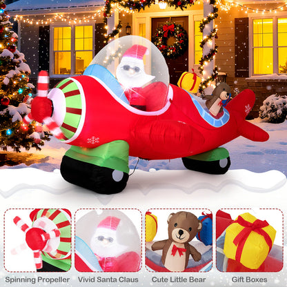 7.2 Feet Christmas Inflatables Airplane with Gift Boxes and Built-in LED Lights