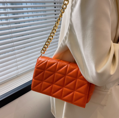 New Adorable Women's Handbag Green Small Flap Shoulder Bag In Thick Metal Chain Women's Clutch Bags Luxury  Ladies Shoulder Purse