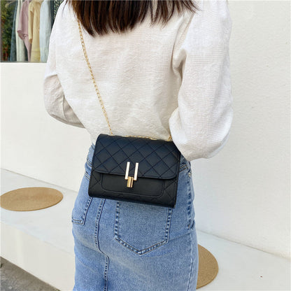 Decent Black Luxury Crossbody Bags For Women And Girls Designer Small Messenger Shoulder Bag For Women Women's Fashionable And Versatile Diamond Lattice Chain Crossbody Bag
