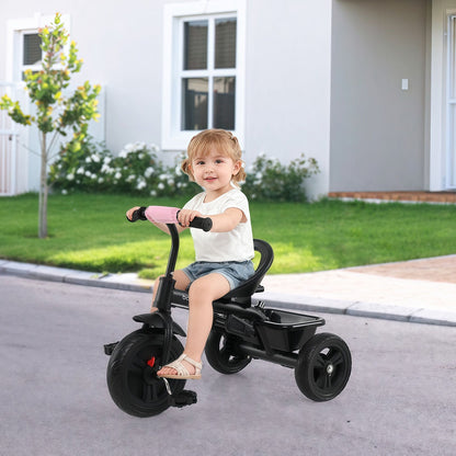 7-in-1 Baby Stroller Tricycle with Adjustable Canopy and Foldable Footrests for Ages 9-60 Months Old