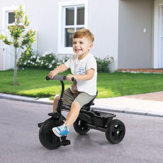 7-in-1 Baby Stroller Tricycle with Adjustable Canopy and Foldable Footrests for Ages 9-60 Months Old