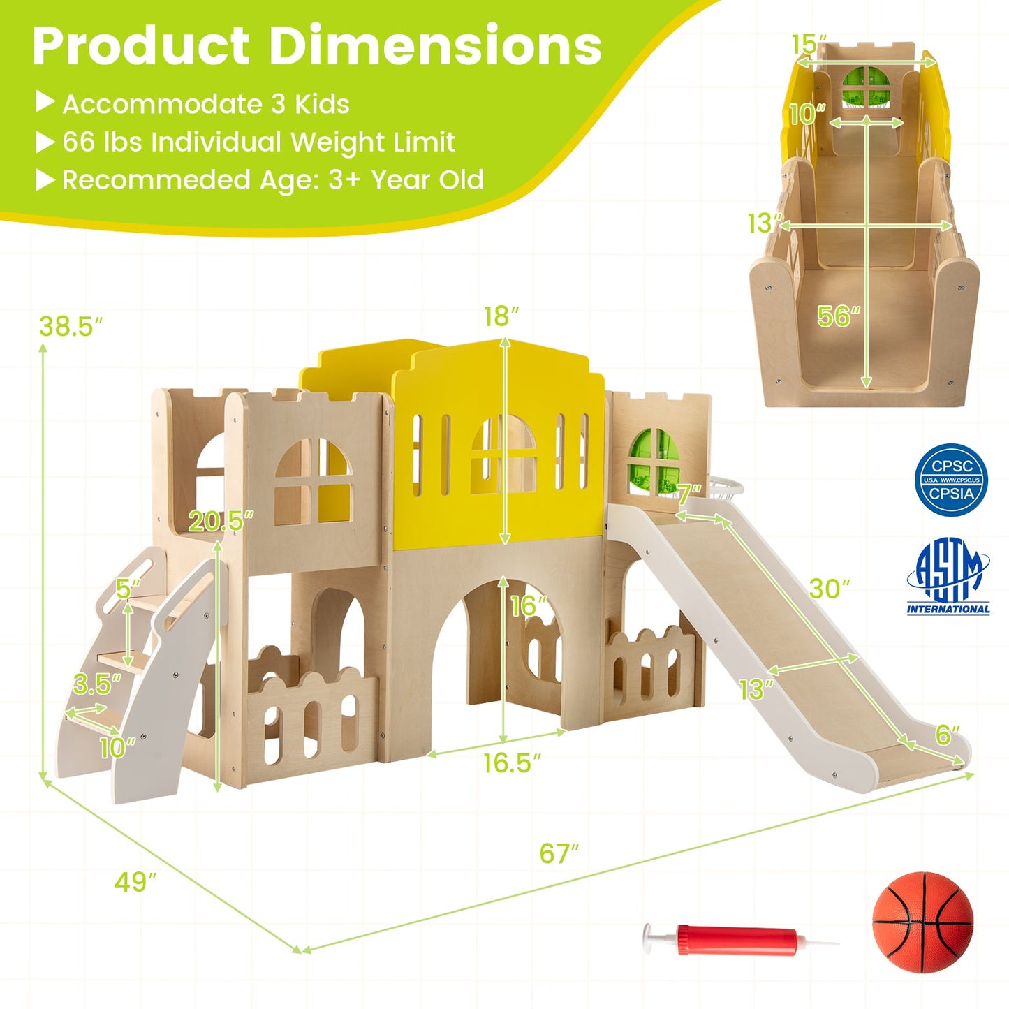 7-in-1 Toddler Slide Set for Kids with Climber and Basketball Hoop-Multicolor