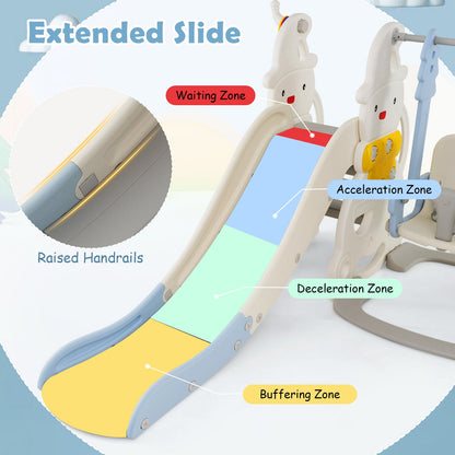 7 in 1 Toddler Slide and Swing Set with Height Adjustable Swing and Basketball Hoop