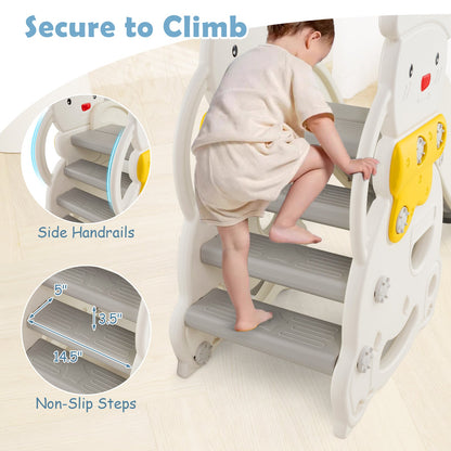 7 in 1 Toddler Slide and Swing Set with Height Adjustable Swing and Basketball Hoop