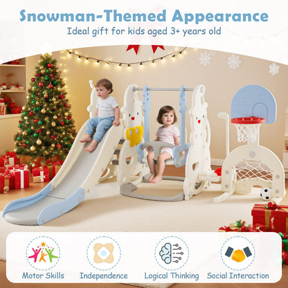 7 in 1 Toddler Slide and Swing Set with Height Adjustable Swing and Basketball Hoop