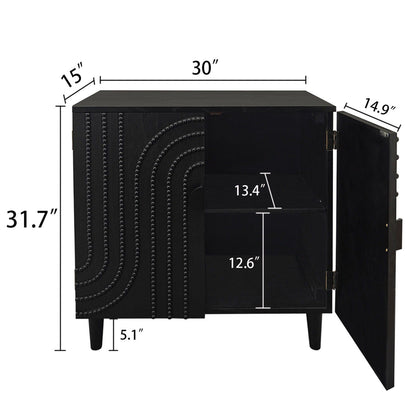 2 Door Storage Cabinet With Adjustable Shelf - Black
