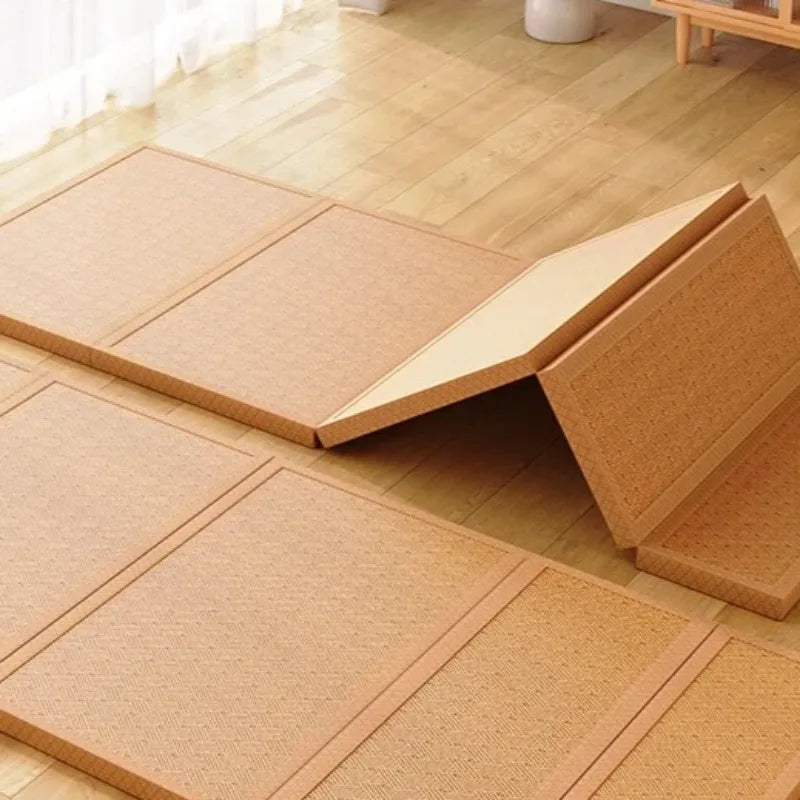 Foldable Japanese Tatami Rattan Mat – Cooling Summer Floor Rug