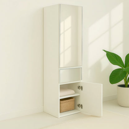 Elise Slim Modular Wood Closet Cabinet with Mirror