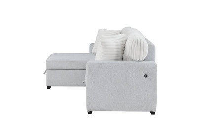 Ford Light Grey/White Reversible Pull Out Sofa Bed