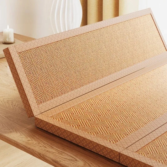Foldable Japanese Tatami Rattan Mat – Cooling Summer Floor Rug