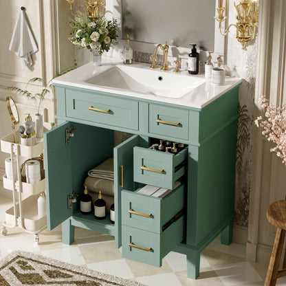 Modern Bathroom Vanity With Sink, Storage Cabinet, Soft Close Doors, Deep & Standard Drawers