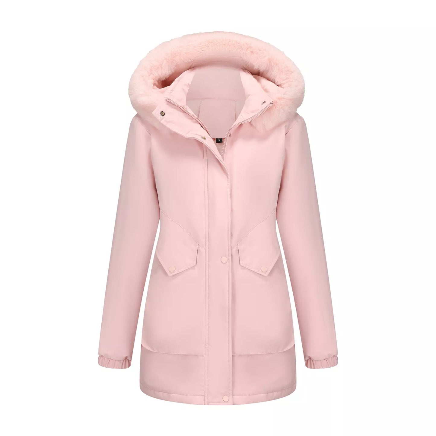 Full Size Fur Hooded Warm Winter Parka Outerwear Plus Size