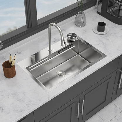 31.5" Drop In Waterfall Kitchen Sink
