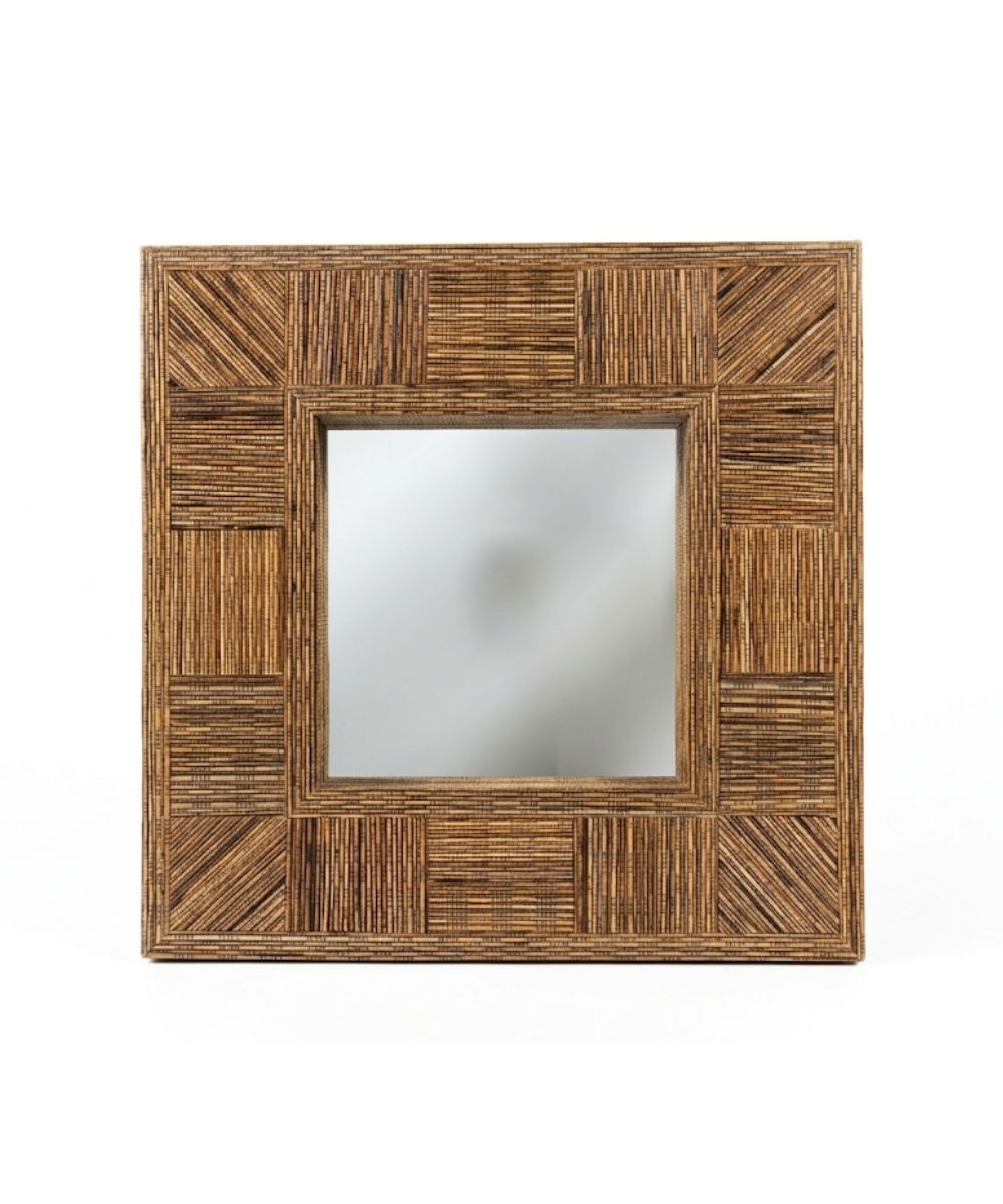UMA Brown Wicker Frame - 16.25" Wall Mirror