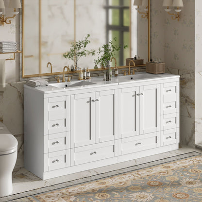 Shaker Free Standing Bathroom Vanity Cabinet & Sink, Soft Close Drawers, Soft Close Doors