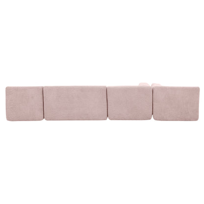 Upholstered Sofa Free Combined Sofa Couch With 2 Chaise Lounge And Five Back Pillows For Living Room