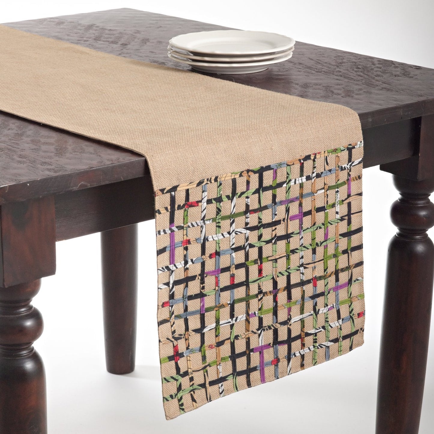 Fennco Styles Multi Color Open Weave Burlap Table Runner - Natural Jute Table Runner for Everyday Use, Wedding, Family Gathering, Indoor Outdoor Parties and Special Occasion