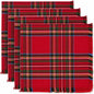 Fennco Styles Christmas Tartan Cloth Napkins with Fringe 20" X 20", Set of 4 - Classic Red Plaid Cotton Holiday Table Napkins for Christmas Dinner, Winter Gatherings and Seasonal Entertaining