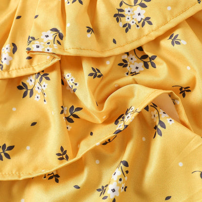 stylesilove Baby Toddler Girls Floral Print Smocked Tiered Sleeveless Dress & Headband 2pcs Summer Ruffle Sundress Outfit