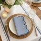 Fennco Styles Natural Scalloped Stripe Cloth Napkins 20" x 20", Set of 4 - Modern Farmhouse Table Napkins for Everyday Dining, Parties & Holiday Entertaining