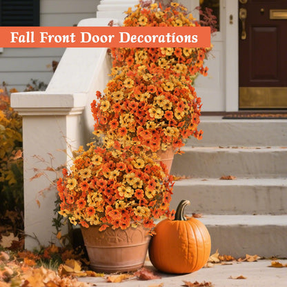 RICHMYC Artificial Fall Flowers 12 Bundles Orange Yellow Eucalyptus 13.8IN