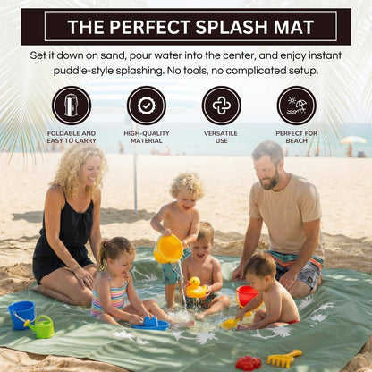Baby Beach Splash Mat Green, 1 Piece, 78.74 x in Waterproof Polyester Portable Foldable