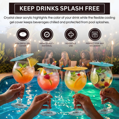 Floating Wine Glasses for Pool with Lids (Set of 4) – 21oz