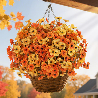 RICHMYC Artificial Fall Flowers 12 Bundles Orange Yellow Eucalyptus 13.8IN
