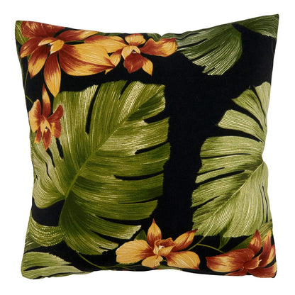 Fennco Styles Tropical Leaf Design Outdoor Decorative Throw Pillow with Poly Filled Insert 17 x 17 Inch - Natural Print Accent Pillow for Home, Patio, Garden and Lawn Décor