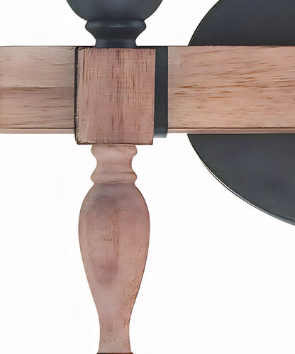 Glenwood 14"W 2-Light Aged Bronze and Distressed Oak Finish Bathroom Vanity Light Fixture