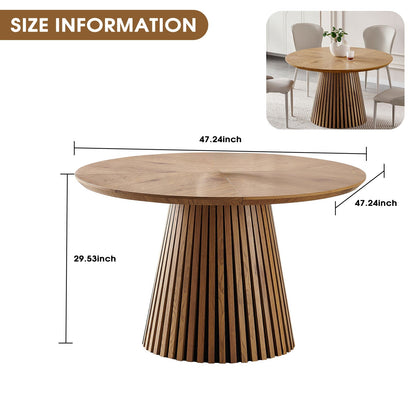 Round Dining Table For Dining Room - Natural Wood