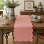 Fennco Styles Scalloped Stripe Table Runner 16 X 72 Inch - Lined Farmhouse Decorative Table Cover for Kitchen, Dining Room, Holiday & Everyday Home Décor (Natural)