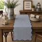 Fennco Styles Scalloped Stripe Table Runner 16 X 72 Inch - Lined Farmhouse Decorative Table Cover for Kitchen, Dining Room, Holiday & Everyday Home Décor (Natural)